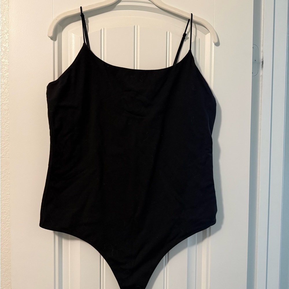 Nuuds Black Spaghetti Strap Bodysuit